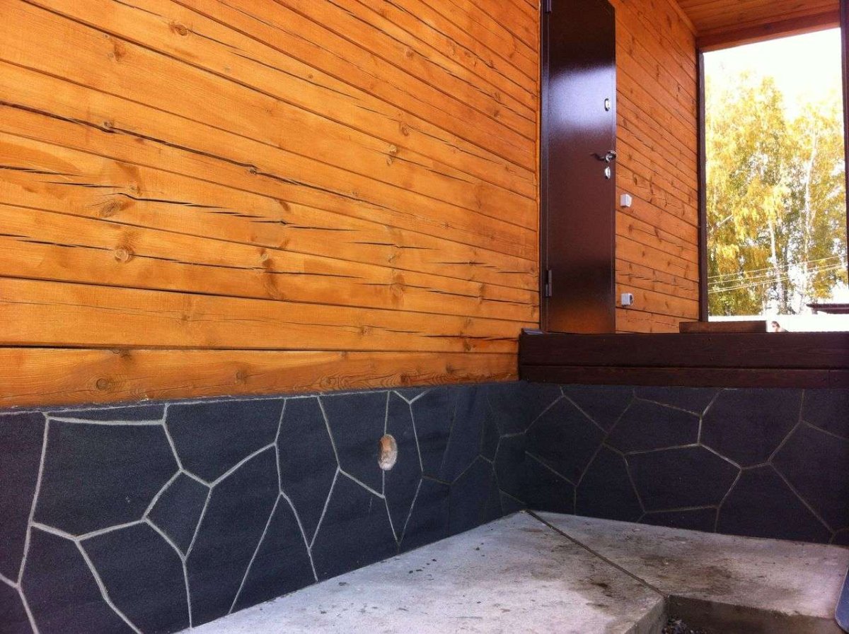 Облицовка цоколя гибким камнем