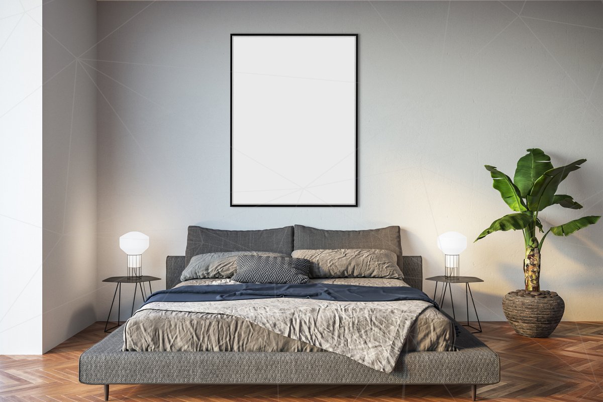 Стена интерьер мокап спальня