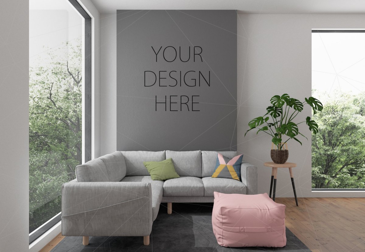 Интерьер гостиная мокап