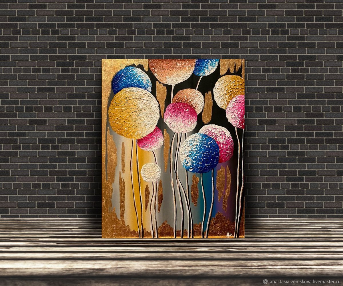 Интерьерная картина акрилом одуванчик