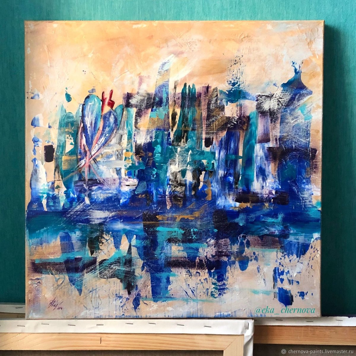 Жидкий акрил картины в интерьере