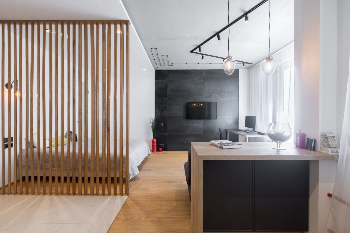 Деревянные перегородки для зонирования пространства