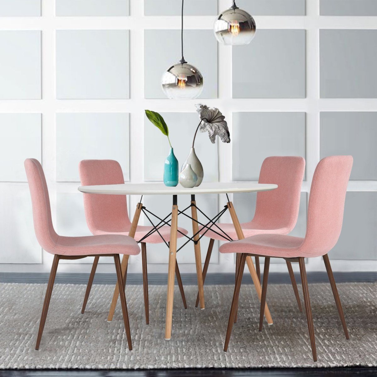 Стулья пыльная роза в интерьере кухни