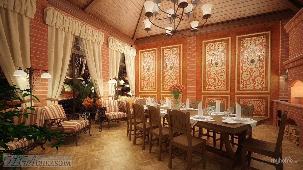 Интерьер в стиле Хохлома