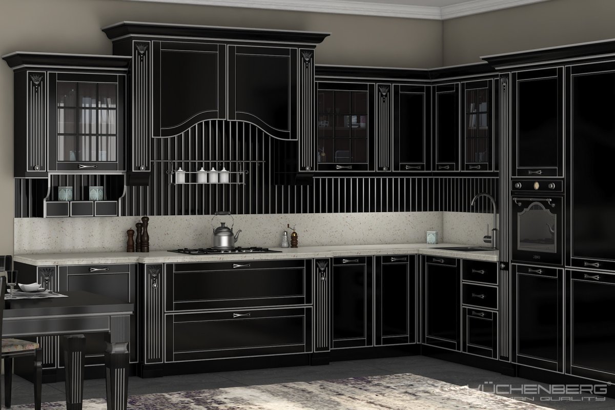 Фартук для кухни черный мрамор