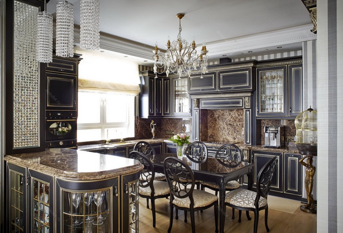 Классическая кухня в тёмных тонах баннер