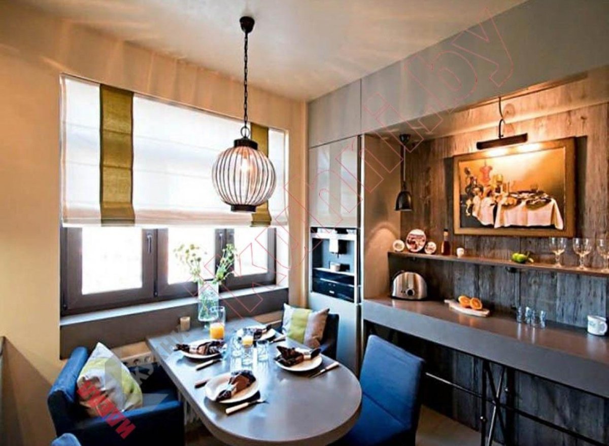 Римская штора плюс портьера