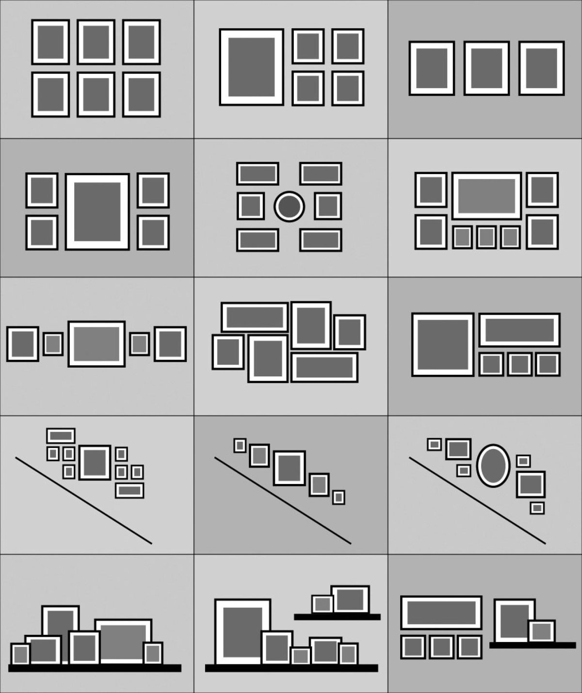 Расположение рамок на стене