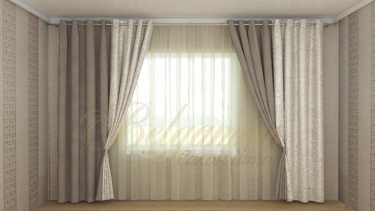 Шторы на люверсах в гостиную в современном стиле