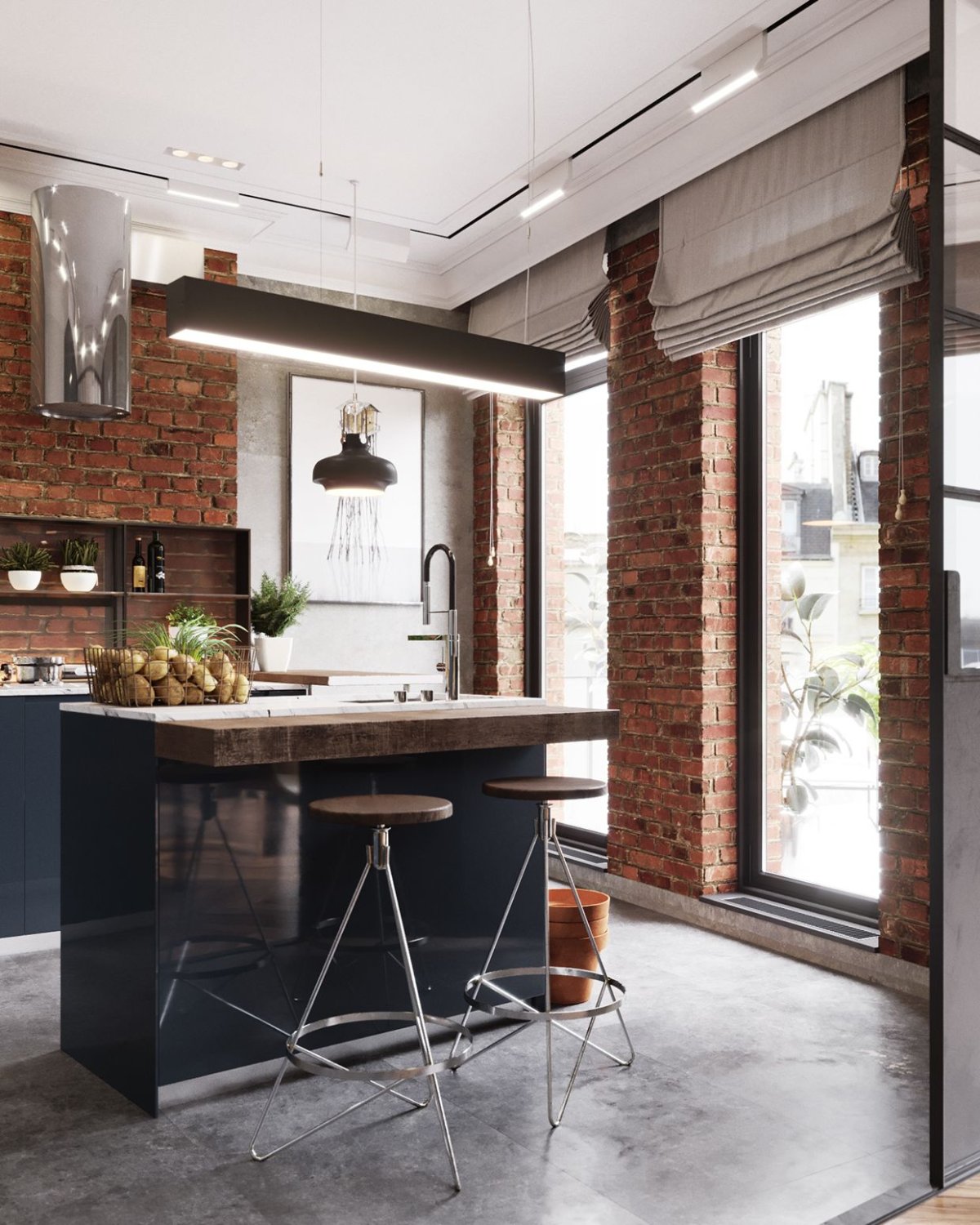 Кухня в стиле Сканди лофт