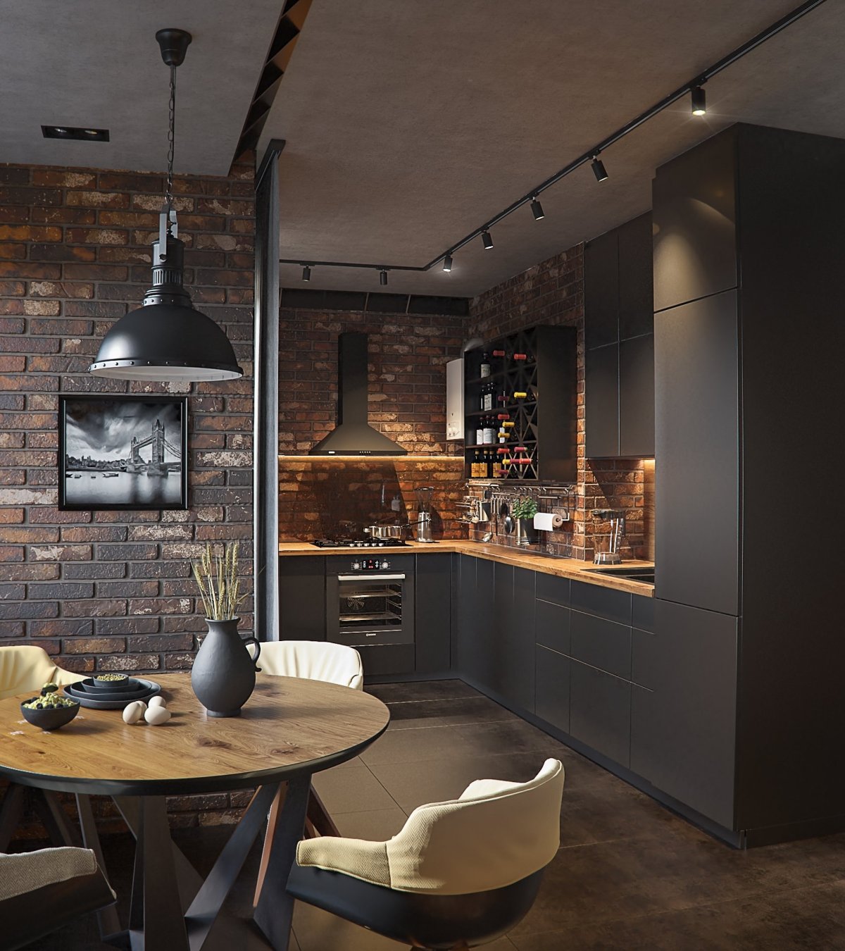 Кирпичная стена на кухне
