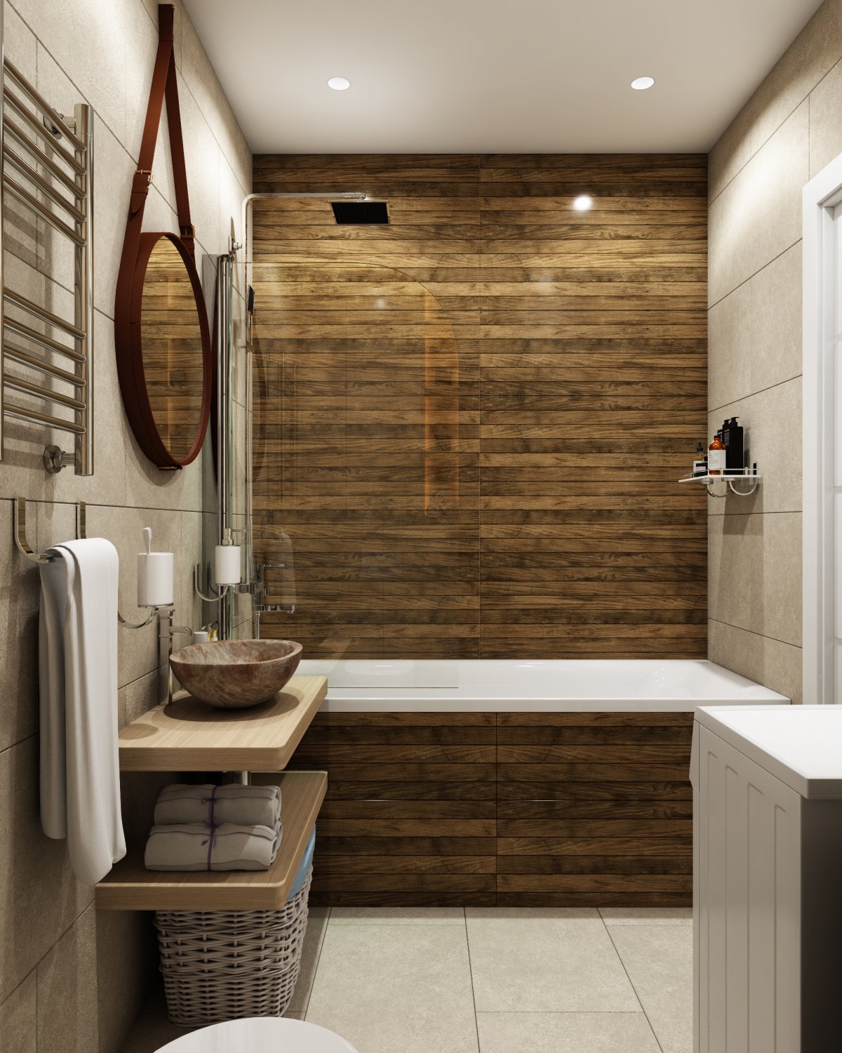 Сочетание камня и дерева в интерьере