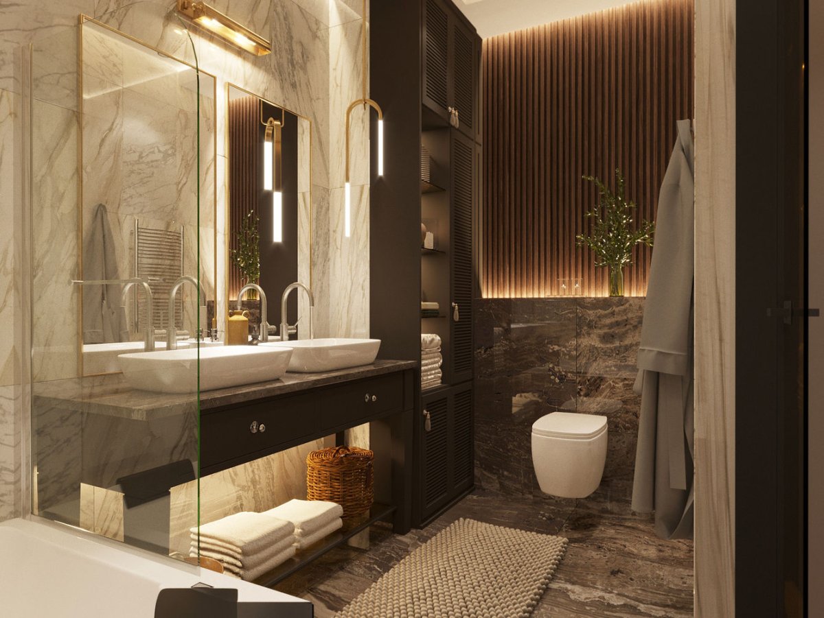 Ванная камень и дерево