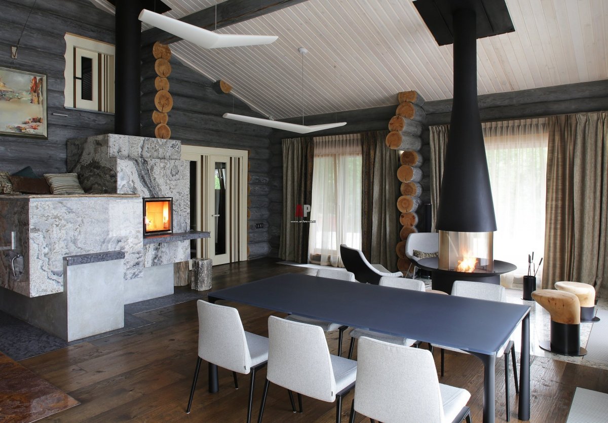 Русская печь с камином