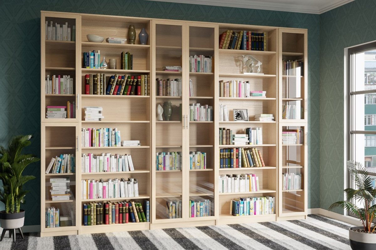 Интерьер с имитацией книжных полок