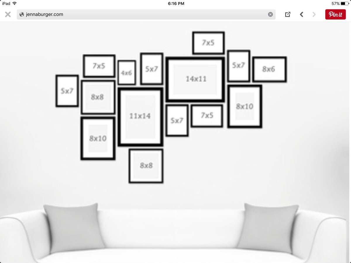 Раскладка фоторамок на стене