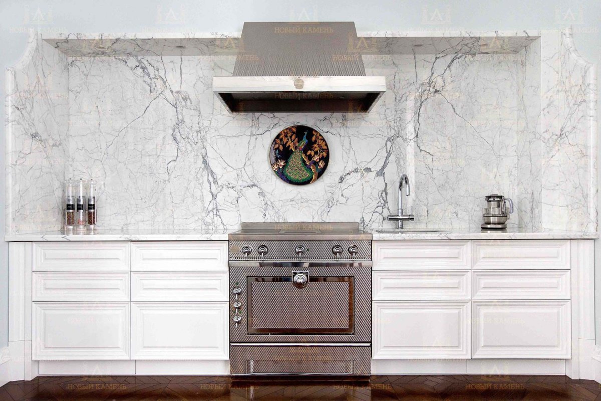 Фартук кухни мрамор Статуарио