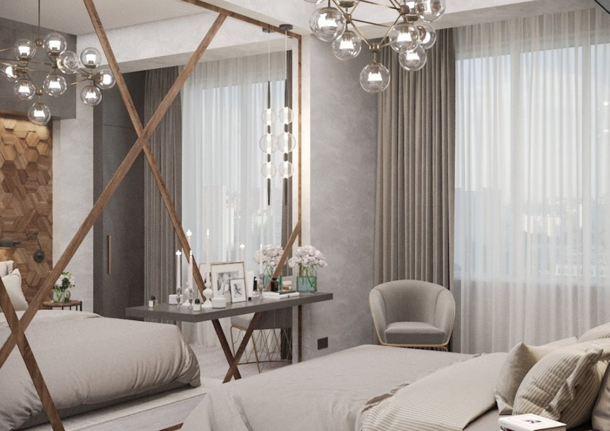 Геометрические линии на стене