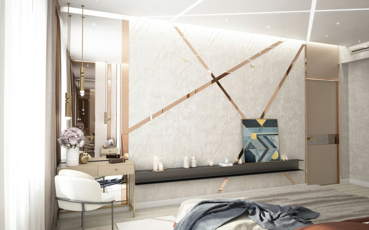 Полосы на стене в интерьере