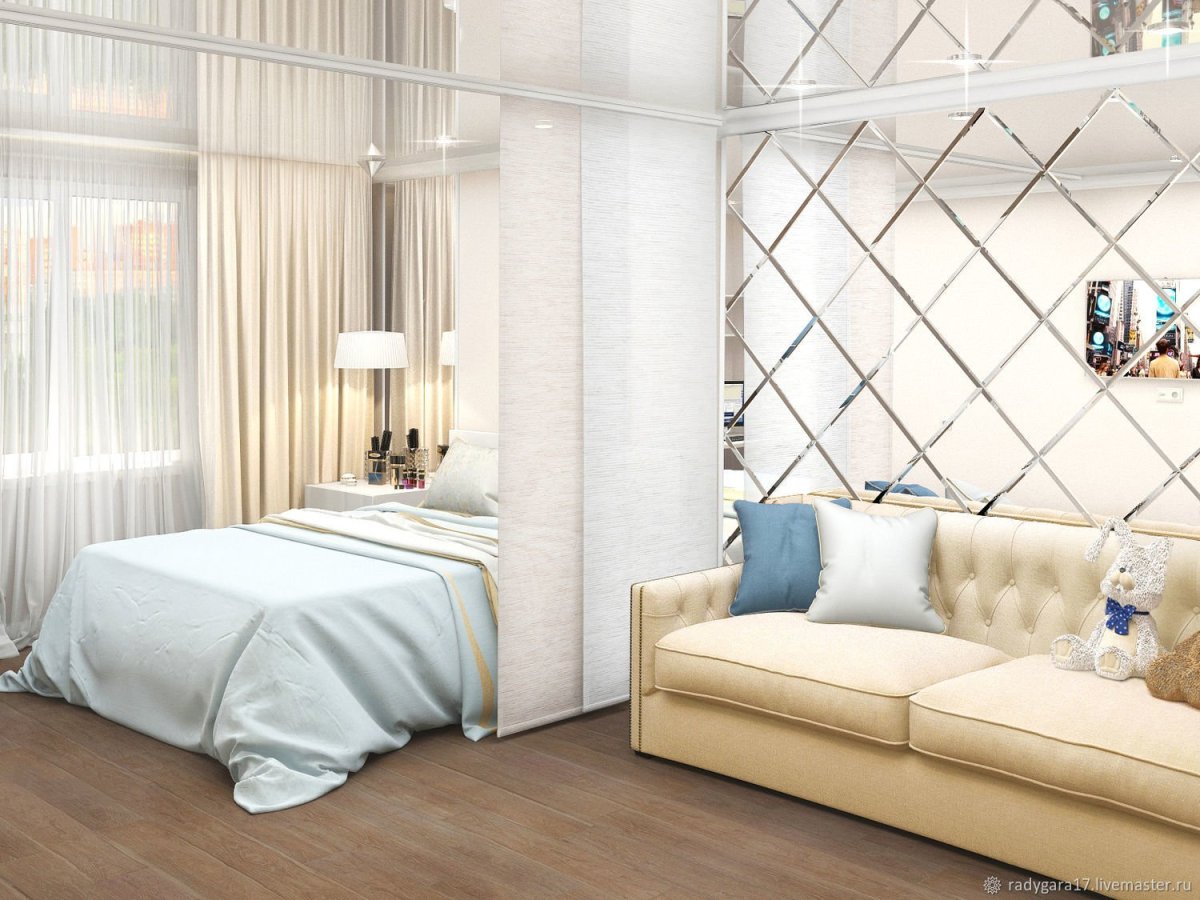 Спальня с деревянными рейками на стене