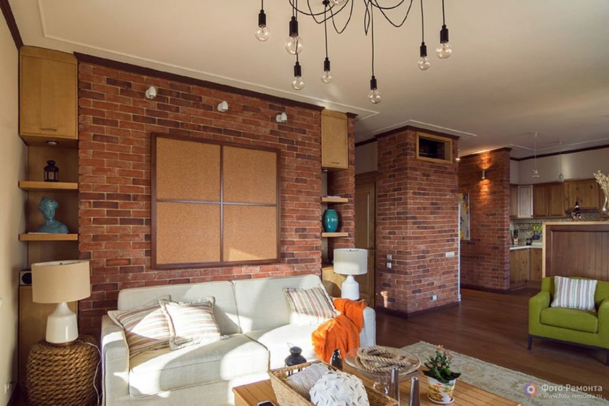 Кирпичная стена в интерьере офиса
