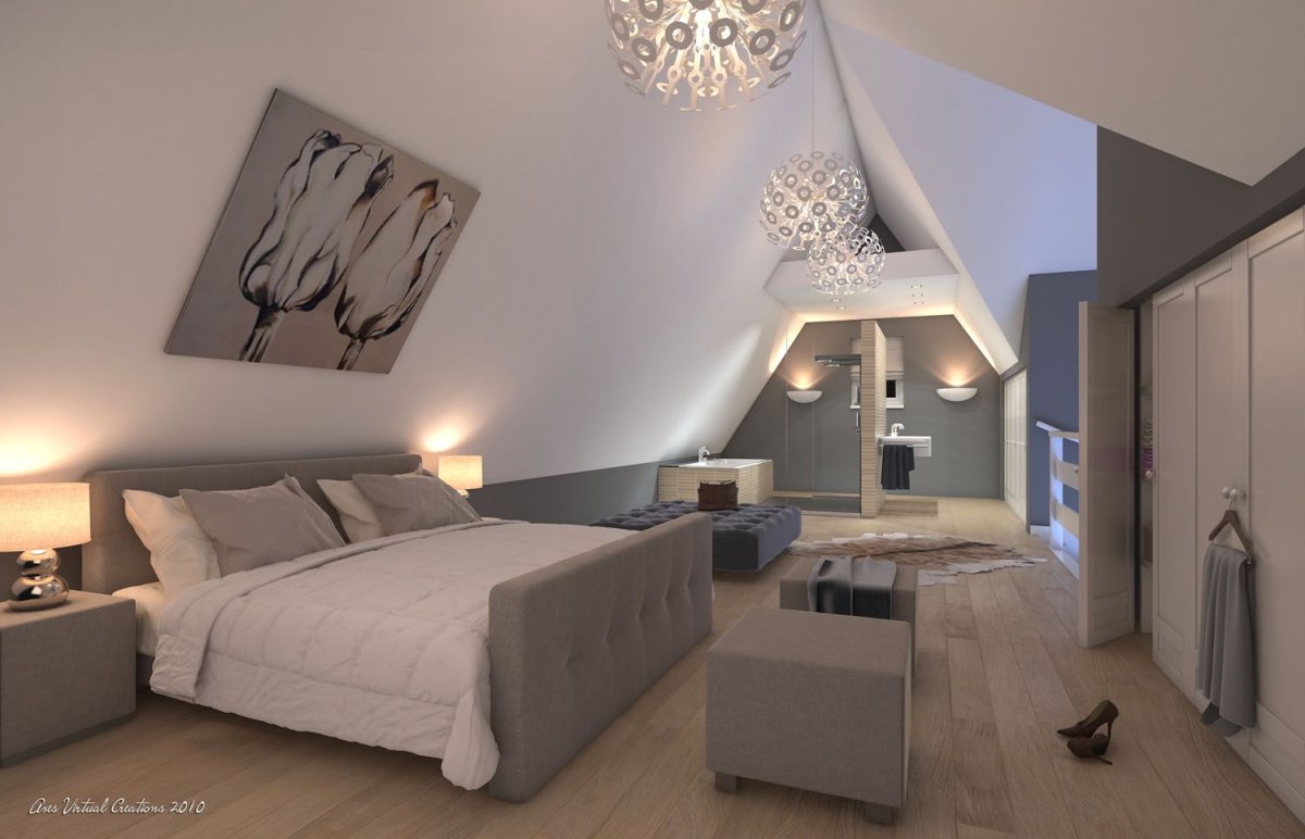 Стальная комната мансарда