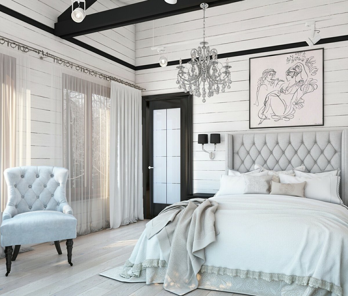 Черная вагонка в интерьере