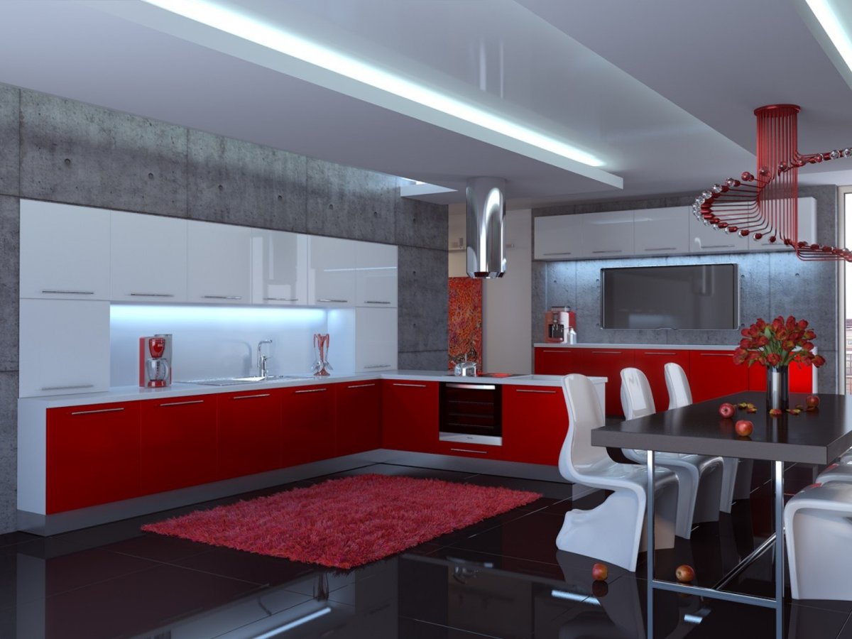 Квартира в красно белых тонах
