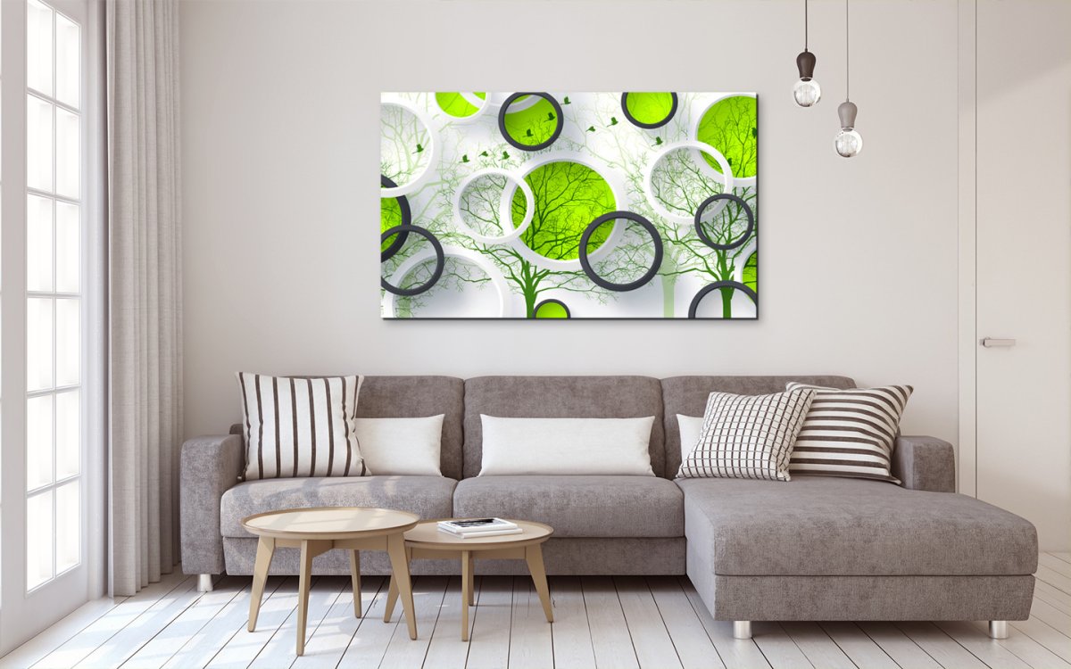 Салатовые стены в интерьере гостиной