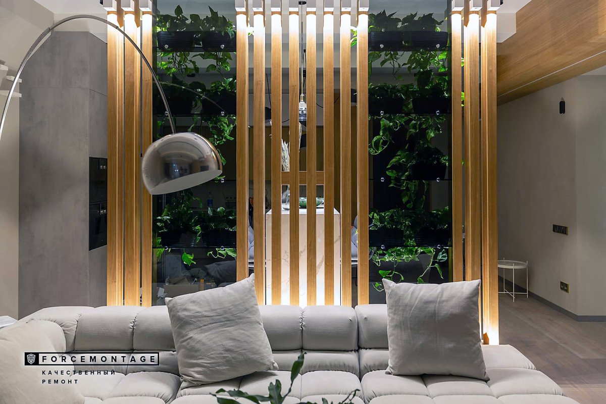 Перегородка из реек для зонирования