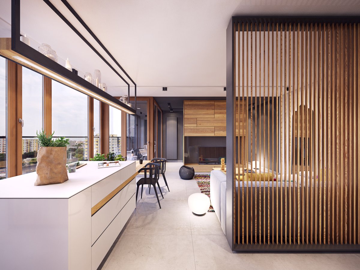 Деревянные перегородки в интерьере