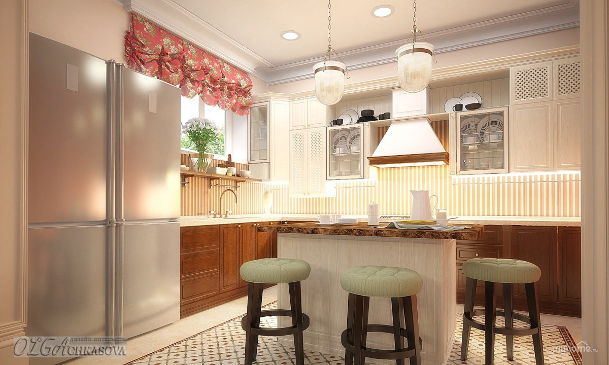 Кухня столовая в цокольном этаже