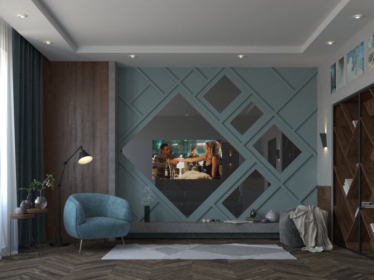 Телевизор на зеркальном панно