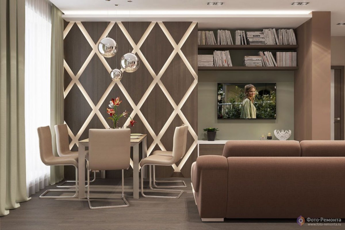 Декоративная перегородка за диваном