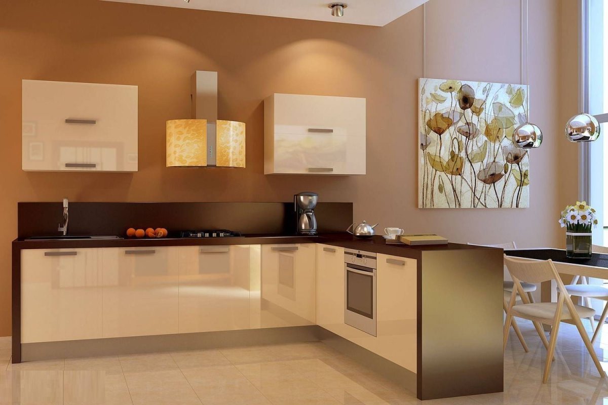 Кухня цвета шампань в интерьере