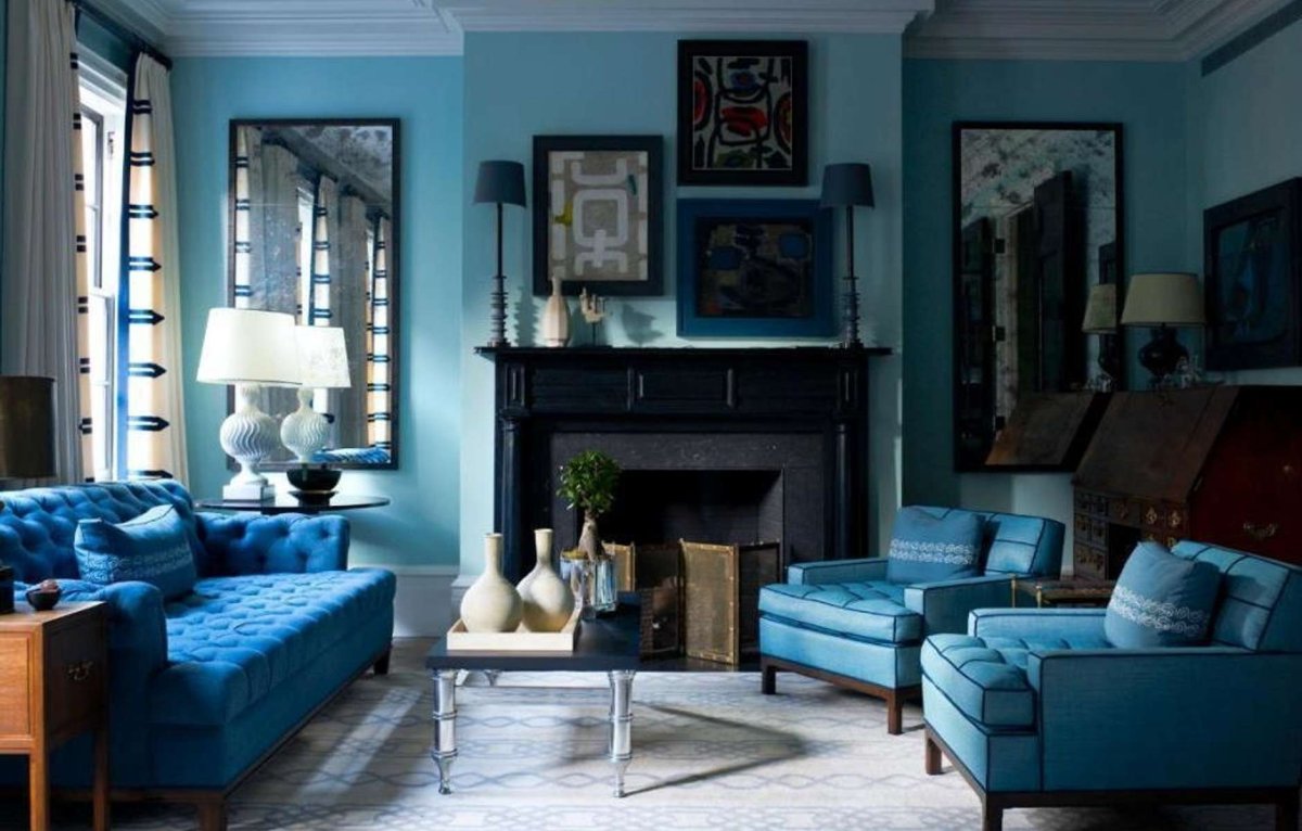 Интерьер в желто голубых тонах