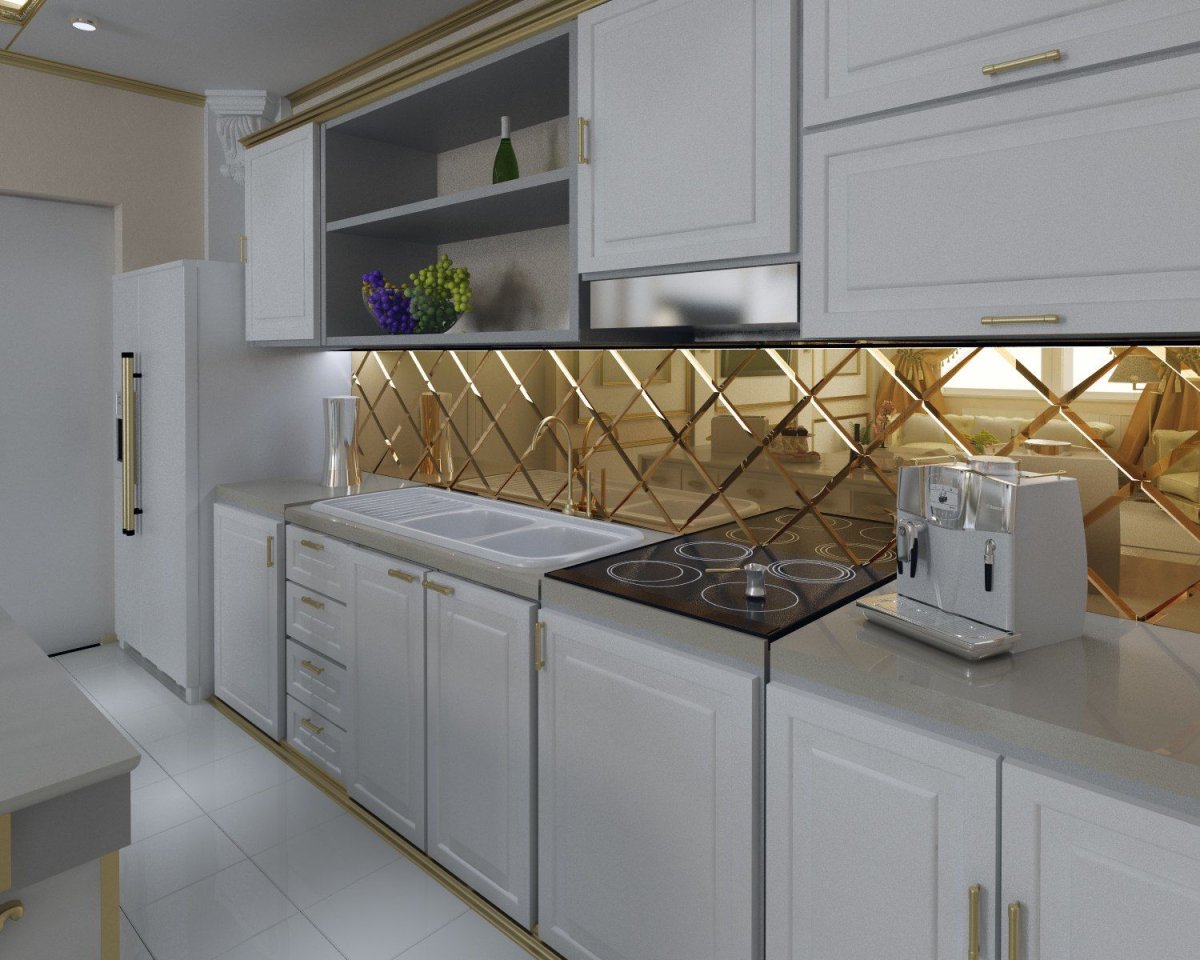 Фартук для классической кухни из плитки