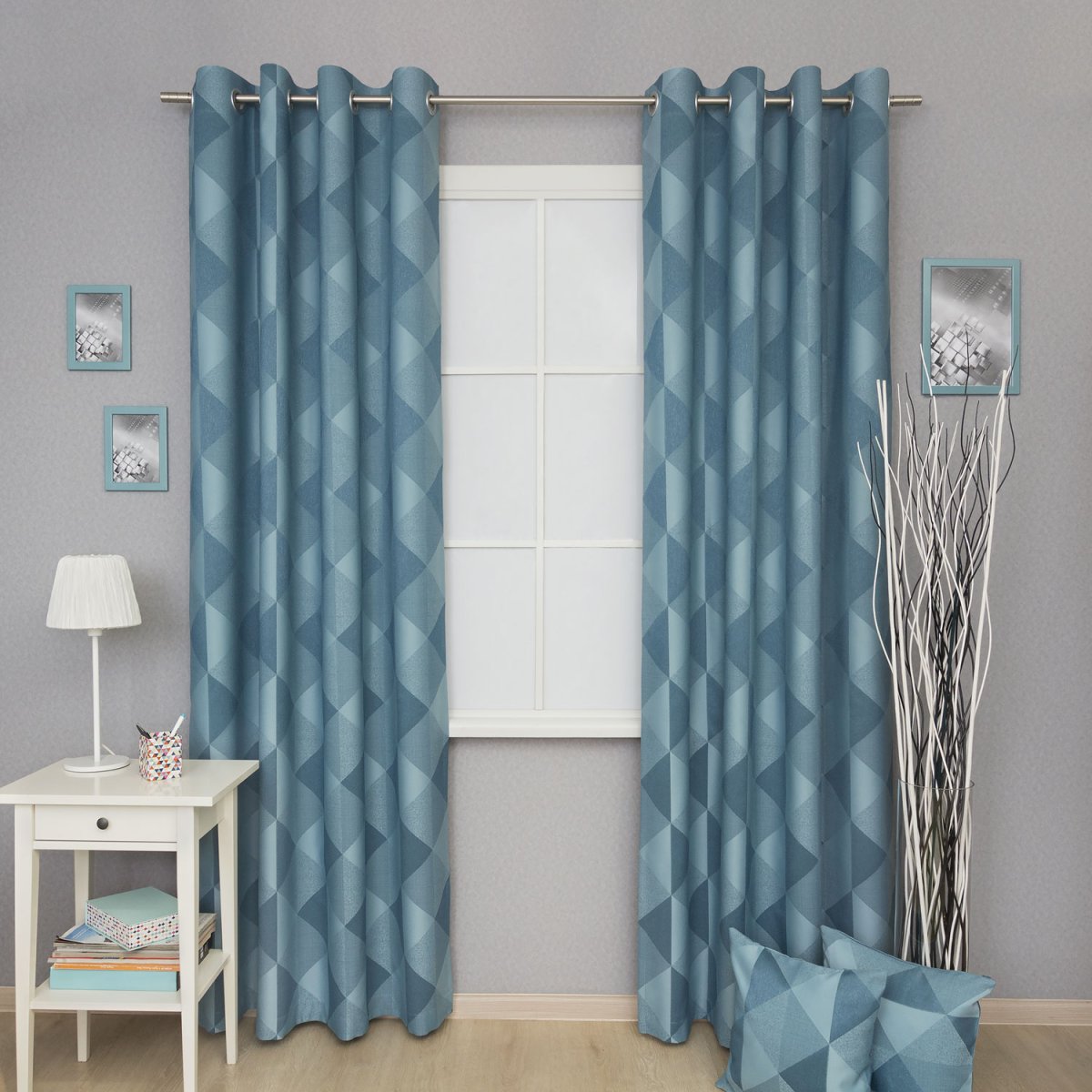 Тюль бело синяя