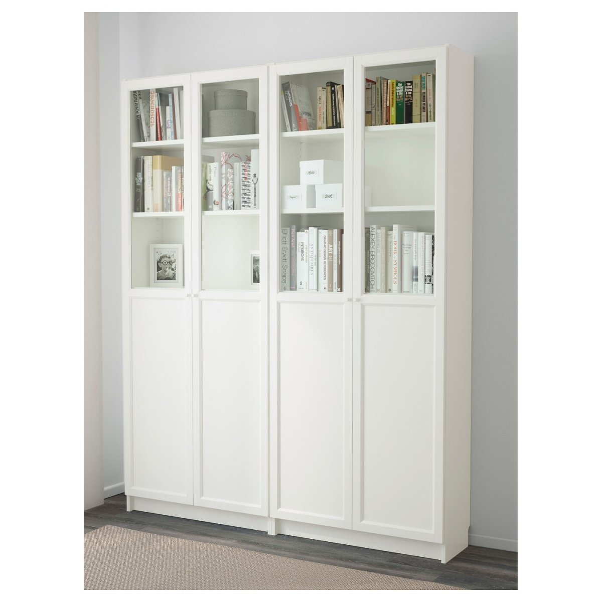Liatorp ЛИАТОРП шкаф книжный со стеклянными дверьми, белый96x214 см