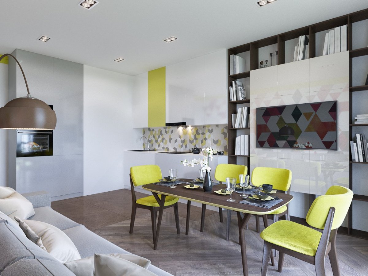 Гостиная с яркими акцентами