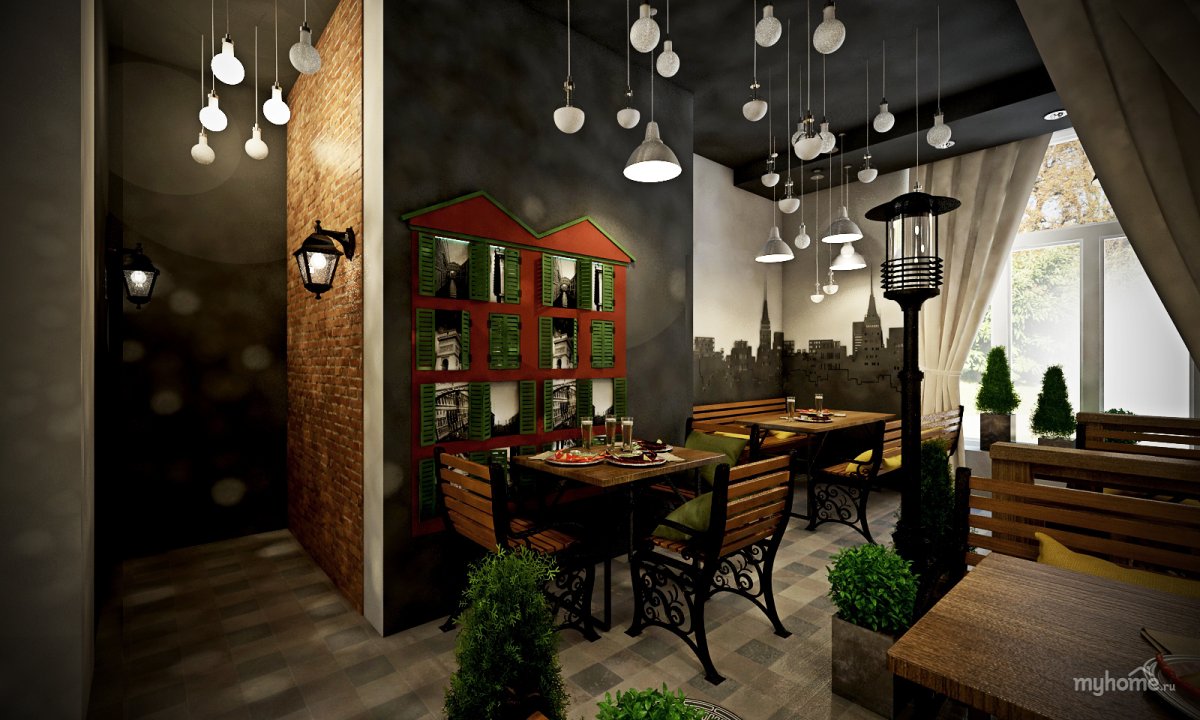 Интерьер уличного кафе