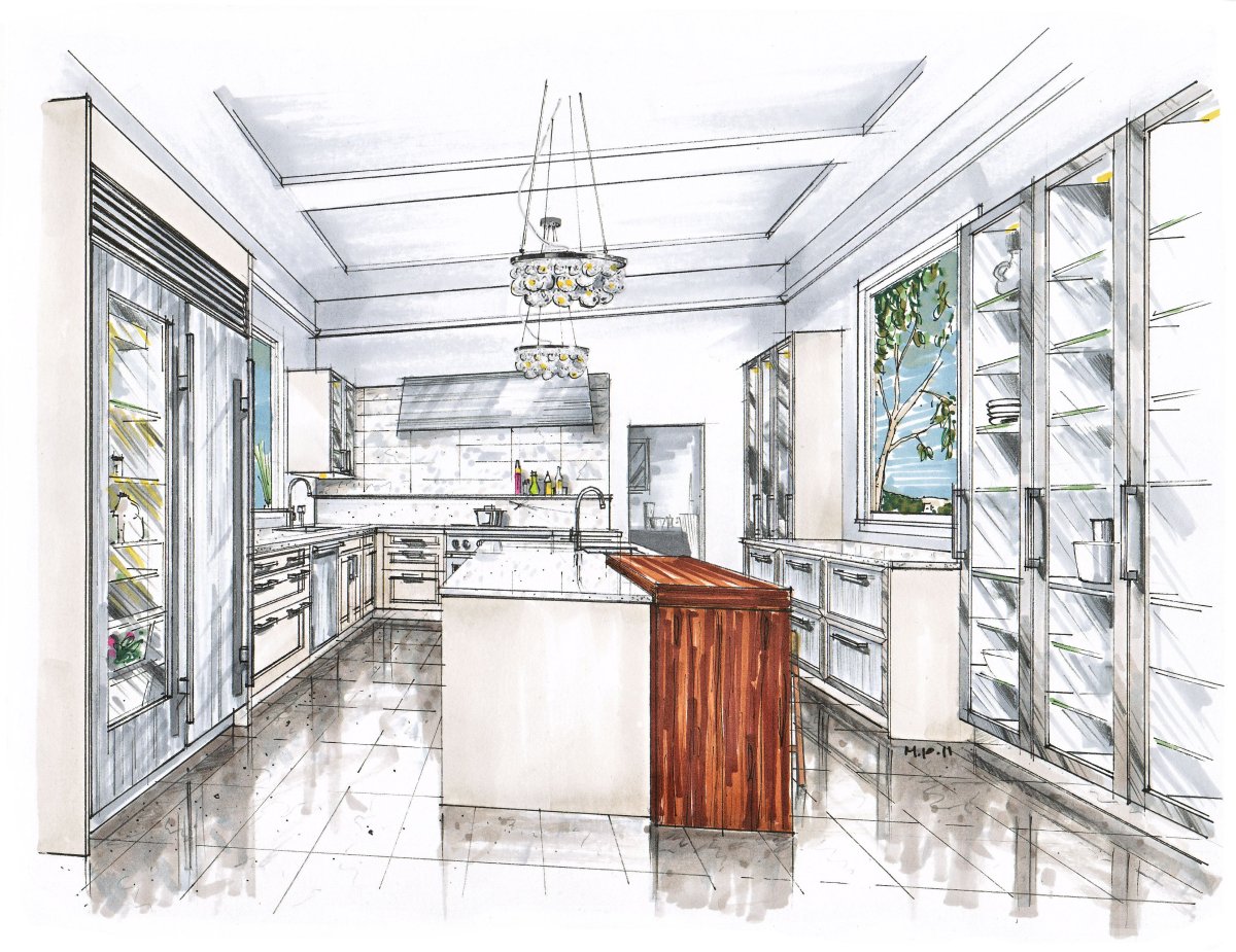 Интерьер акварелью