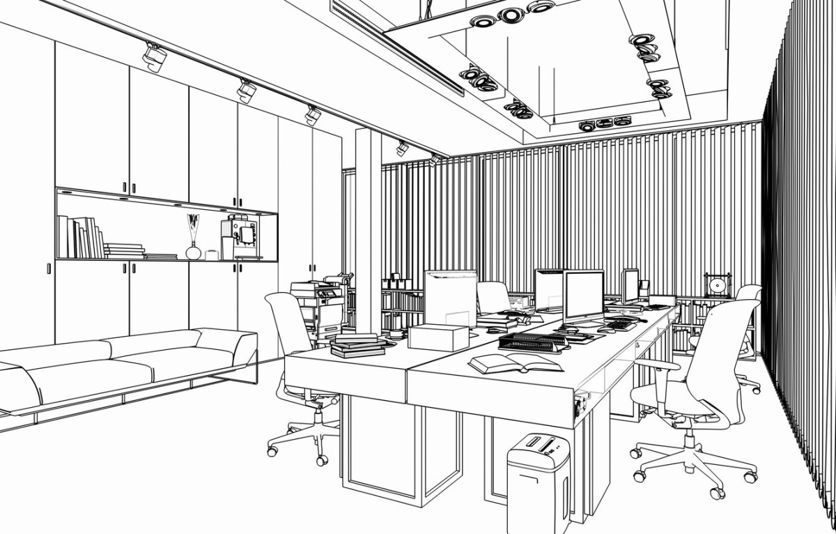 Интерьер спальни в перспективе