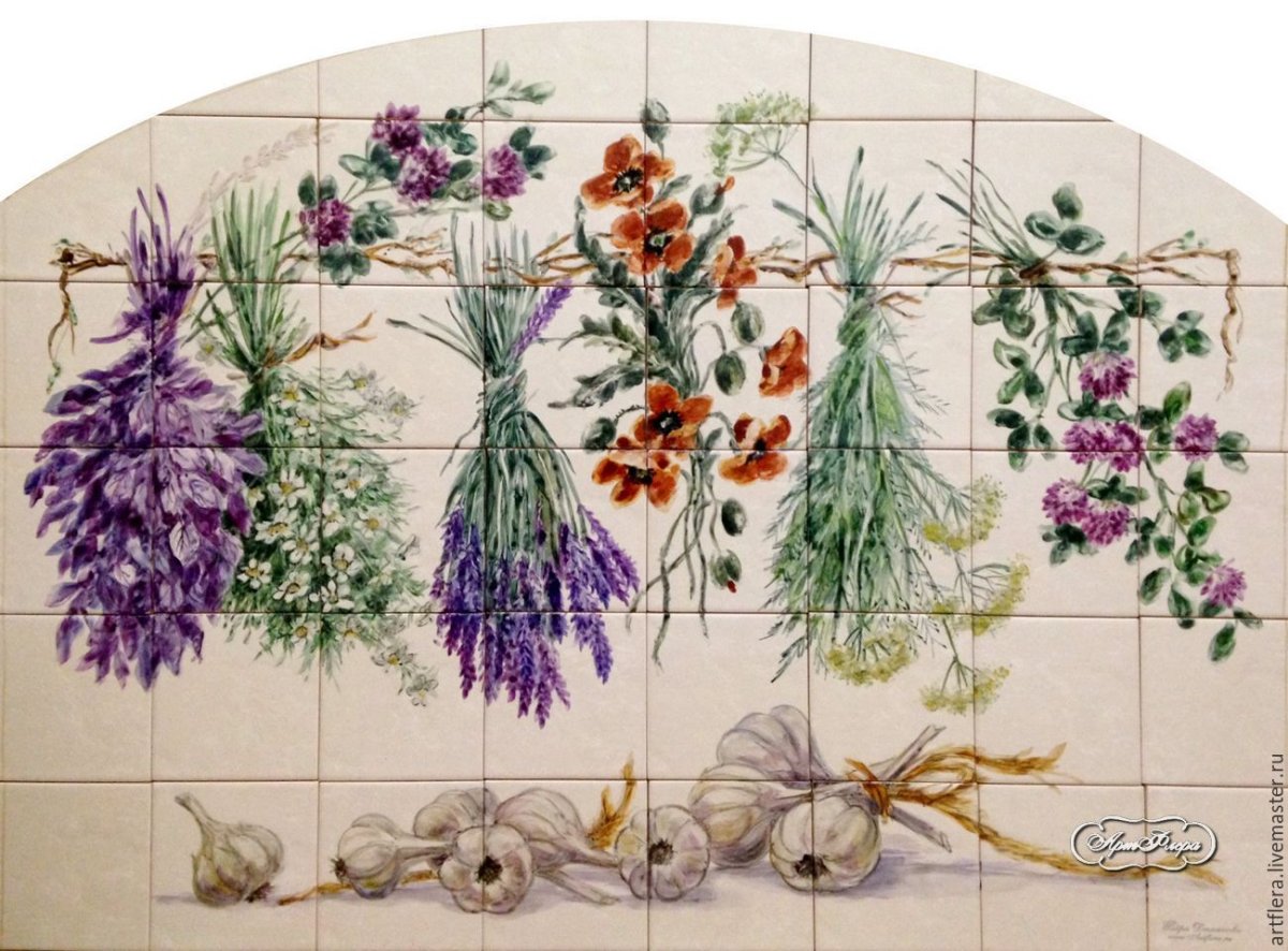 Плитка для кухни на фартук 10х10 Прованс