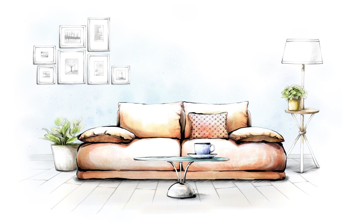 Архитектурный скетч интерьер