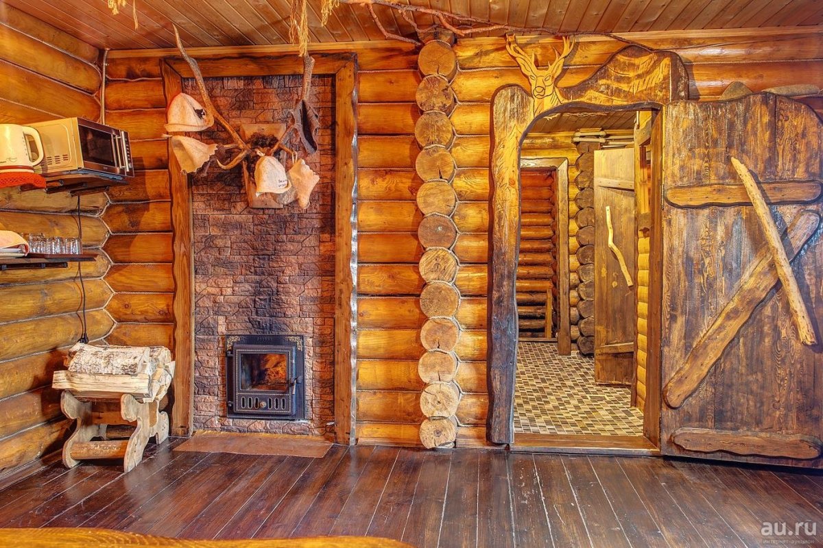 Баня из бревна внутри