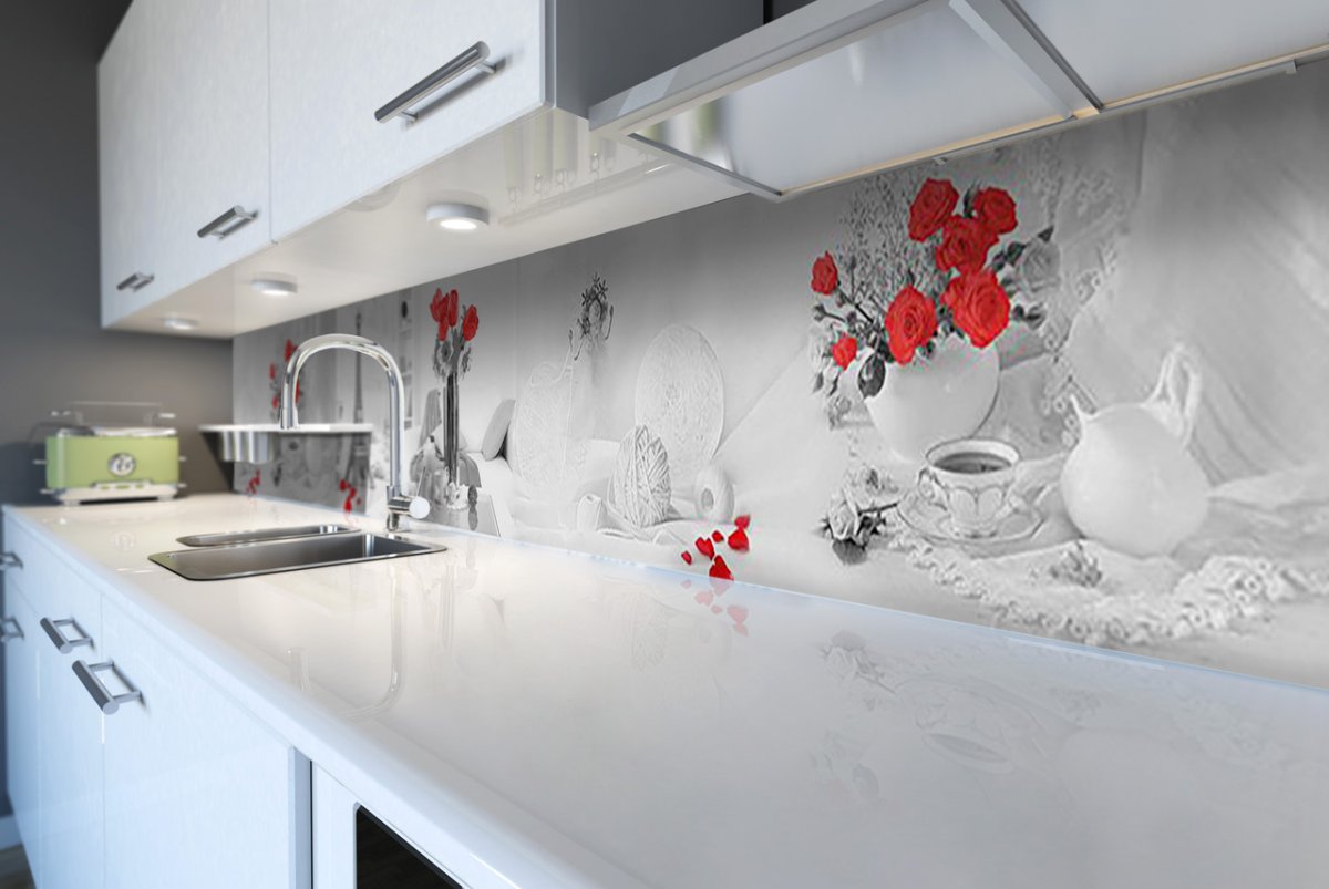 Фартук кухни печать черно белый тигр