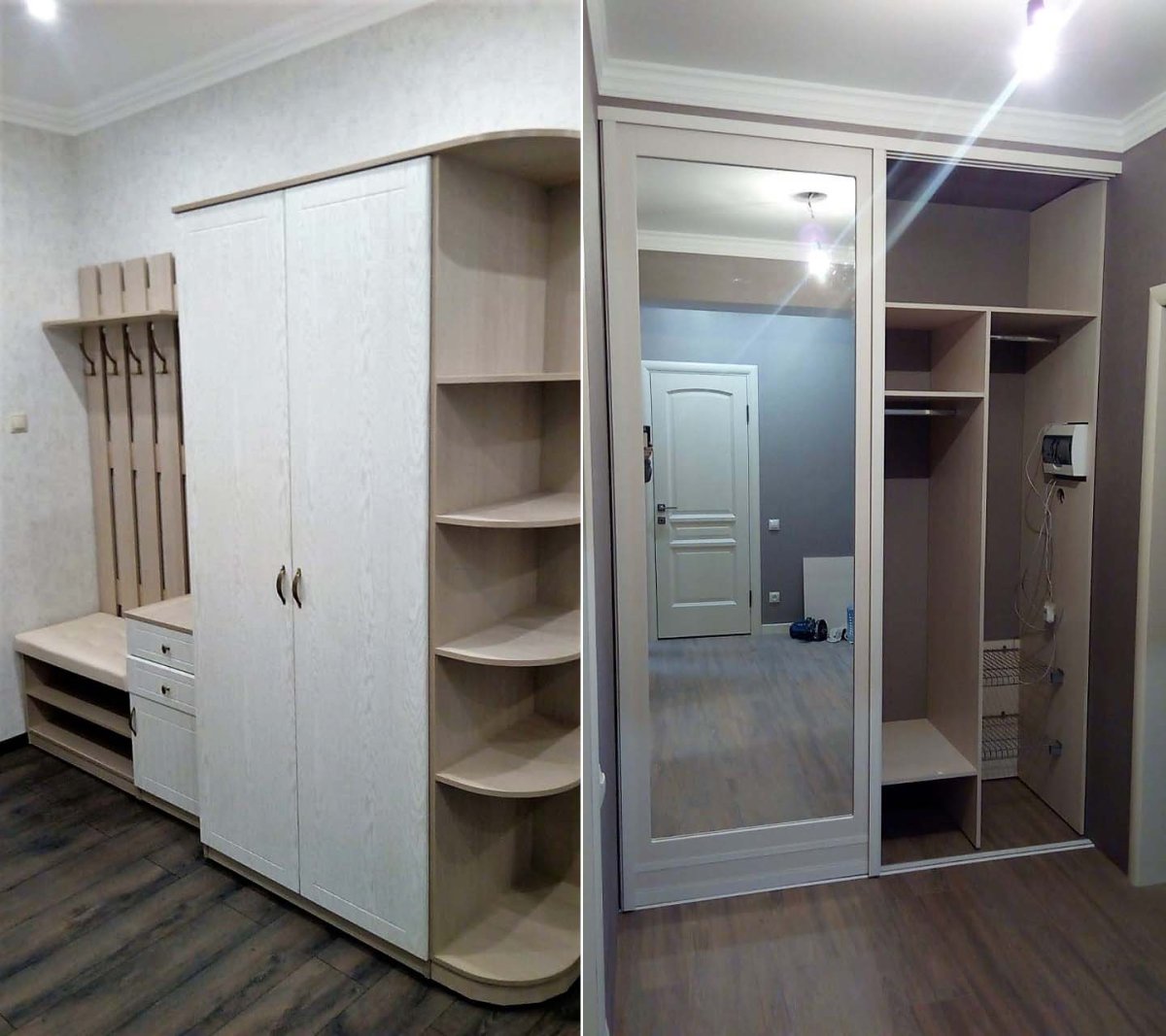 Шкаф купе с сиденьем для прихожей