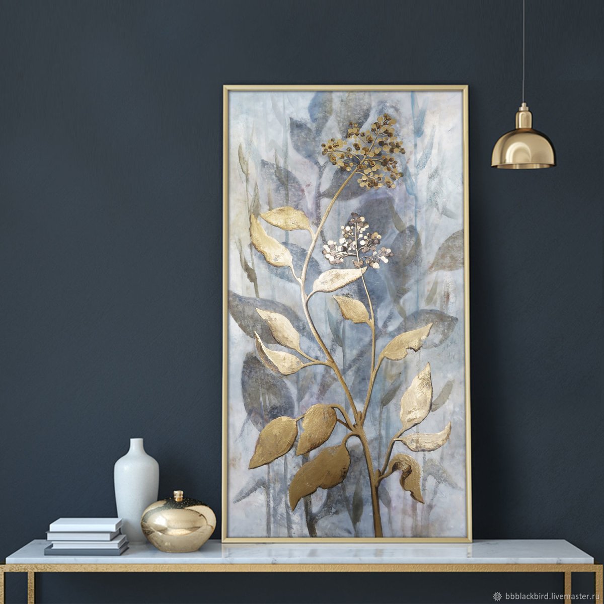 Абстрактная живопись с золотой поталью