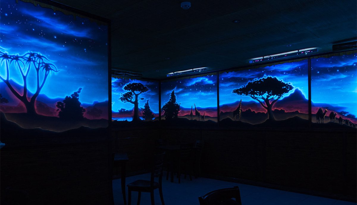 Флуоресцентные обои с 3d эффектом пляж